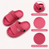 Sabots pour enfants en EVA et velours côtelé, 6 couleurs, avec breloque Smiley, talon pivotant, logo personnalisé, pour jardin, vente en gros, conformes BSCI