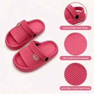 Zoccoli per Bambini in EVA a 6 Colori con Charm Smiley in Corduroy, Tacco Girevole, Logo Personalizzato, Vendita all'Ingrosso, Certificati BSCI - Product Image 2