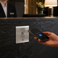 Panneau de table NFC 215 personnalisé de luxe en PVC acrylique doré brossé argenté 10x10cm pour avis Google sur les restaurants