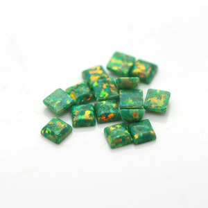 Square Cut OP21 Green Opal Stone Synthetic Gemstone - Product Image 3