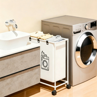 Panier à linge multi-niveaux avec support, grande capacité, pour vêtements sales, organisateur de rangement pour salle de bain, panier de tri du linge