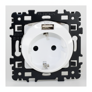 Blanc SQUARE 2P + T Schuko + USB a Prise combinée Fiches et prises - Product Image 1