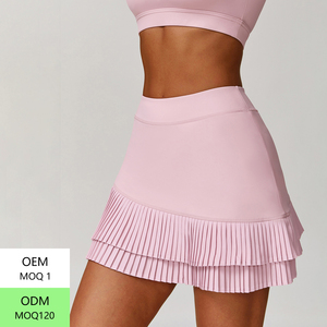 ชุดกีฬาแบบข้ามพรมแดนเอวสูงสำหรับชายและหญิงชุดเดรสกระโปรงมีกระเป๋าแบบมีจีบและเลกกิ้งป้องกันแสง - Product Image 1