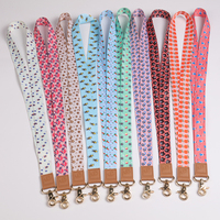 Tali Leher Sekolah Label Kulit Kustom Logo Poliester Kartu ID Grosir Lanyard