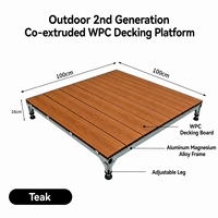 Système de terrasse auto-nivelant en WPC à hauteur réglable avec pieds de support, plateforme de terrasse modulaire durable pour l'extérieur