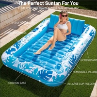 Nouveau modèle en stock d'usine : Chaise longue flottante gonflable en PVC pour deux personnes, pliable, motif feuille d'érable, lit flottant parfait