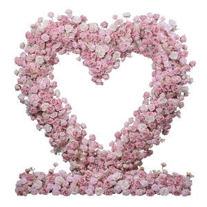 Arco di fiori artificiali con arco di nozze 8x8 arco di fiori rosa a forma di <span class=keywords><strong>cuore</strong></span> supporto arco circolare sfondo proposta di matrimonio - Product Image 1