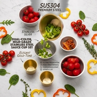 Petits bols individuels en acier inoxydable pour sauces, condiments et vinaigrettes, au design allongé et faciles à servir