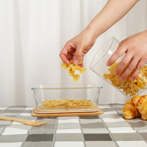 Bocaux de rangement en verre modernes avec couvercles en bambou scellés, en verre transparent, étanches, sans BPA, écologiques, pour le stockage en vrac des aliments - Product Image 3