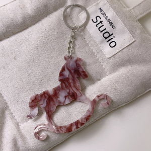 Cartoon Cute New Creative Animal Horse Keychain <b>Bag</b> Car Key Charm Accessory Acrylic Durable Eco-Friendly Wholesale - Product Image 5