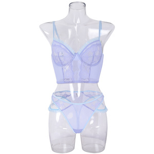 Conjunto de Lencería Sexy para Mujer con Bordado de Encaje Moderno y Malla para un Look Divertido - Product Image 6