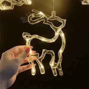 Led Kerst Decor Light Kerstman Sfeer Fairy Licht Venster Lamp Met Zuignap Xmas Hanger Home Verlichting