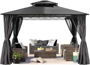 ABCCANOPY-Gazébos à toit rigide d'extérieur, toit en polycarbonate imperméable avec filet à mailles, cadre supérieur en aluminium - Product Image 5