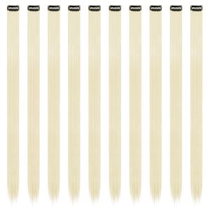 Extensions de cheveux colorées à clipser, 10 pièces, beige <span class=keywords><strong>blond</strong></span>, mèches droites synthétiques pour femmes, 22 pouces - Product Image 1
