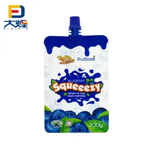 Barrier Pe Al Ny Plastic Printed Stand Up Spout Packaging Pouch Bag For Drink Juice Beverage Yogurt Automatic Food Packing