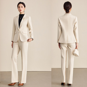 Women's Professional Suit Set 2025 Apricot Wool Two-Piece Work Wear Anti-Wrinkle Worsted Fabric - Product Image 1