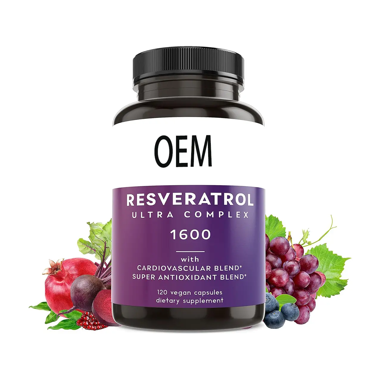 OEM capsule di resveratrolo vegetariano puro biologico con estratto di semi d'uva biologico e quercetina
