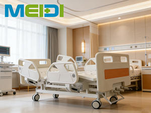 <span class=keywords><strong>Lit</strong></span> médical manuel perforé à trois manivelles et quatre barrières, idéal pour les soins à domicile et l'hôpital – Meilleures ventes - Product Image 1