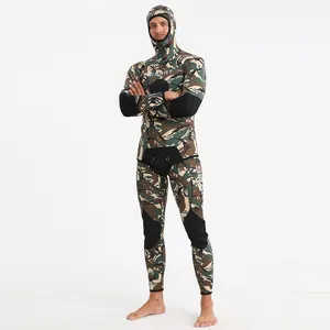 SBART New Design Neoprene 3mm 5mm Free Diving Surfing Suit Camouflage Long Sleeve 2pcs Sets Spearfishing Wetsuit With Hood