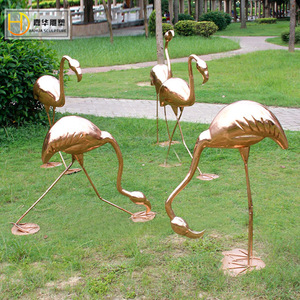 Jiahua <b>Flamingo</b> Stainless Steel Sculpture Outdoor Floor Mount Animal Figure Decoration for Garden Villa Courtyard <b>Hotel</b> - Product Image 3