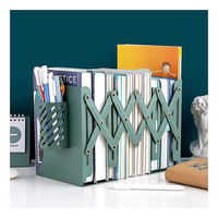 Porte-livres rétractable en métal avec porte-stylo Support de livre réglable pour étagères et bibliothèque