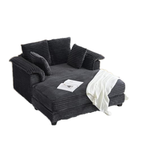 56 Chaise longue moderne surdimensionnée, canapé-lit inclinable, coussins décoratifs, accoudoirs, structure en bois, tissu gris foncé (pour salon et chambre)