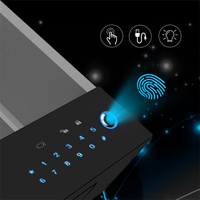 HNOSS Tiroir coulissant intelligent avec serrure Armoire à bijoux en cuir Rangement d'empreintes digitales Tiroir de coffres-forts