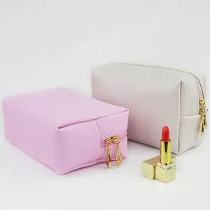 50 Buah Logo Kustom Tas Kosmetik Kulit Make Up Label Pribadi Kantong Kosmetik Hijau Hitam Perak dengan Ritsleting