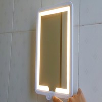 Miroir de salle de bain mural carré MoonlitGlow avec éclairage LED à 3 couleurs et variateur d'intensité, chauffant et anti-buée, idéal pour la douche et le rasage