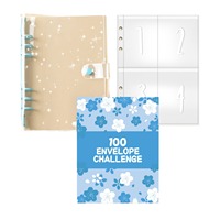 Planificateur d'économies transfrontalier transparent de 100 jours, enveloppe de budget en espèces, impression PVC multicolore, feuilles mobiles