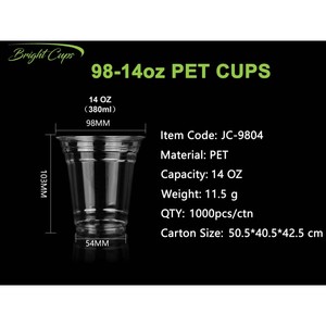 Chất Lượng Cao Cà Phê Cốc Nhựa 14Oz 98Mm Dùng Một Lần Pet Uống Kem Cốc Nhựa Sundae Ly Nước Giải Khát <span class=keywords><strong>Philippines</strong></span> Nhà Cung Cấp - Product Image 1