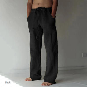 Pantsloosepants pantalons de plage pantalons décontractés avant cordon de serrage rabat poche <span class=keywords><strong>pantalon</strong></span> coton mode hawaii - Product Image 2