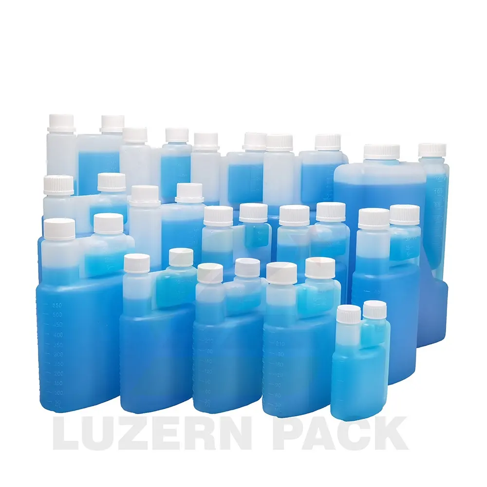 Botol Dosis Plastik Ukur Leher Panjang, 5 Oz 150Ml Kosong HDPE Leher Ganda untuk Reagen Laboratorium
