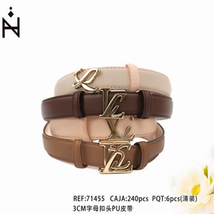 Cintura in Pelle PU da 3 cm con Fibbia a Lettera per Donna, Cinture Casual alla Moda, Fibbia in Lega Resistente, Modellatura Monopezzo - Product Image 3