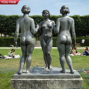 Sculpture de <span class=keywords><strong>femme</strong></span> nue en marbre de trois beautés pour jardin extérieur - Product Image 5