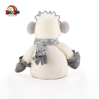 Zaves Bonhomme de neige de style classique pour Noël Figure assise à longues jambes avec chapeau de fourrure Visage rond mignon pour la décoration de la maison
