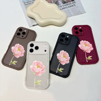 Coque de téléphone portable Dropshipping Fleurs Roses pour iPhone 16 15 17 Air Pro Max, Coque Arrière Givrée Antichoc Couleur Bonbon