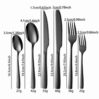 Cuillère, fourchette et couteau à steak modernes finition noire pour restaurant, hôtel, vente en gros, couverts en acier inoxydable