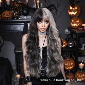 Halloween xuyên biên giới thời trang nữ toàn đầu tóc giả màu nâu nhạt phía trước sóng lớn Tóc Xoăn Dài với màu xám bạc nổi bật - Product Image 2