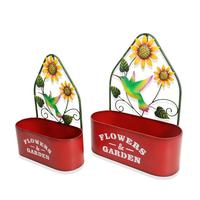 Jardinière murale suspendue en fer rustique vintage couleur orange, revêtement en poudre, pot de fleurs décoratif, design tournesol, durable, pour jardin intérieur