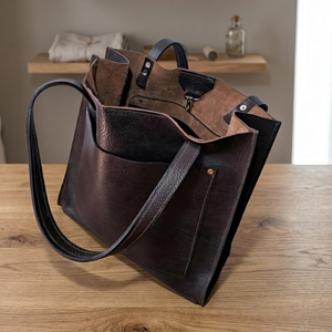 BS INTERNATIONAL Pochette décontractée pour femme en cuir véritable, élégante, durable, légère, avec fermeture éclair, souple, imperméable, écologique, grande taille - Product Image 4