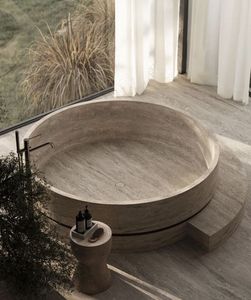 <span class=keywords><strong>Baignoire</strong></span> ronde en travertin de style européen vintage YUSHI pour la décoration de grands hôtels, appartements et villas - Product Image 1