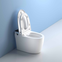 Toilette intelligente en céramique avec bidet, à poser au sol, télécommande, siphon en S, siège chauffant, nettoyage féminin, double chasse d'eau incluse