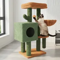 Arbre à chat en bois de fruit, design mignon, grand format, à prix abordable, avec poteaux à gratter