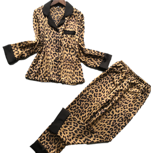 Di estate su misura del leopardo pigiama Nuove donne di disegno raso di seta pantaloni lunghi indumenti da notte delle ragazze delle donne degli indumenti da notte dei <span class=keywords><strong>pigiami</strong></span> delle ragazze degli indumenti da notte - Product Image 1