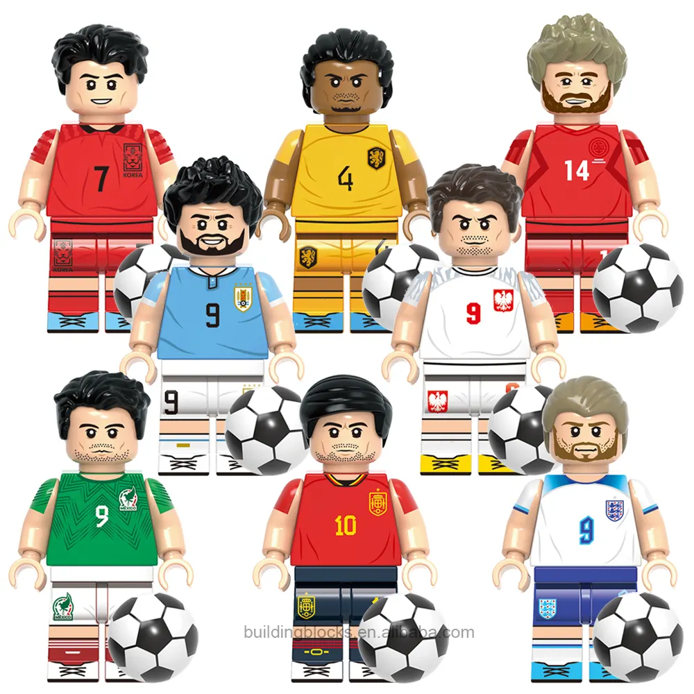 G0104 Kane Pedro Messi Suarez Neymar Famous Sport Football Player Character Mini Building Block Figure Plastic Toy Juguetes