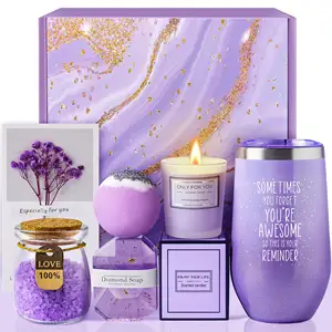 WIDEAL 2024 Nouveauté Cadeaux pour les femmes Saint Valentin, Lavender Relaxing Spa Gift Basket Set for Women