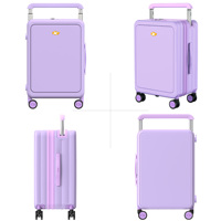 Valise à roulettes 20 pouces à ouverture frontale avec fermeture éclair YKK 360 °   Valise de voyage légère à roulettes doubles silencieuses avec serrure TSA – Vente en gros