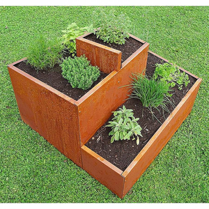 Jardinières surélevées d'extérieur en acier Corten, grandes jardinières rectangulaires, bacs à fleurs en métal, fabricant de pots en métal - Product Image 4