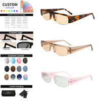 Lunettes de soleil rétro demi-cerclées rectangulaires en acétate polarisé, monture tendance avec verres transparents et protection UV pour hommes et femmes